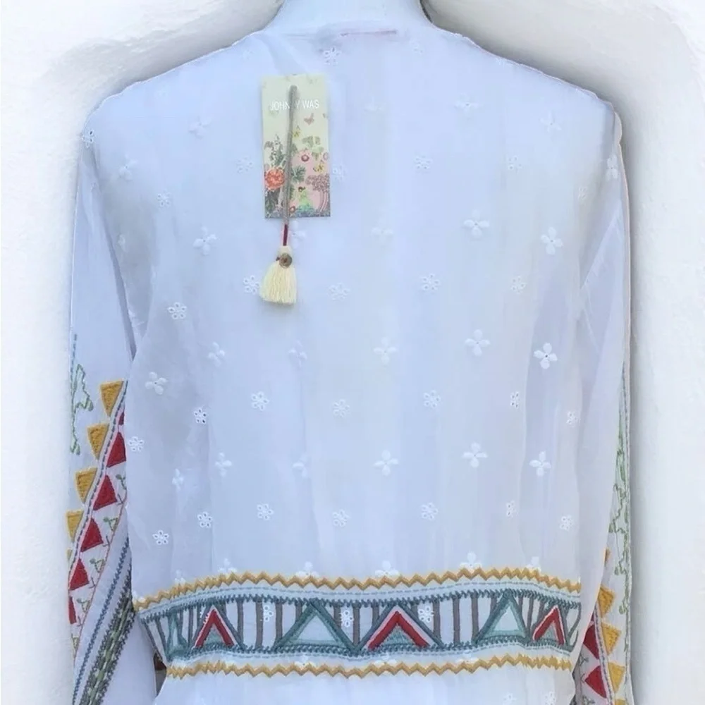 JOHNNY WAS EZRA HEAVILY EMBROIDERED BLOUSE TUNIC NWT - Picture 12 of 13